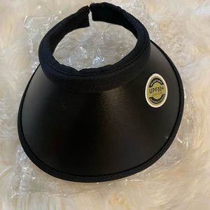 SPF 50 women visor sweat terry headband clip on black